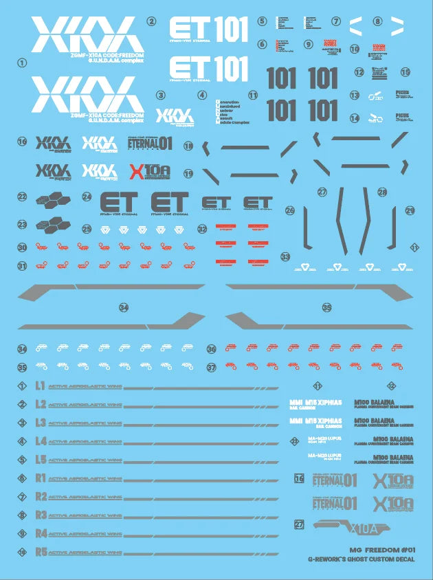 G-Rework Decal - MG ZGMF-X10A Freedom Gundam Ver.2.0 Use