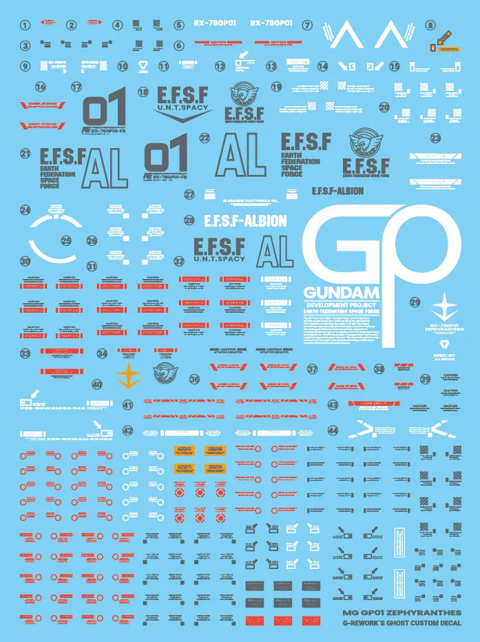 G-Rework Decal - MG RX-78GP01 Gundam GP01 Zephyranthes Use