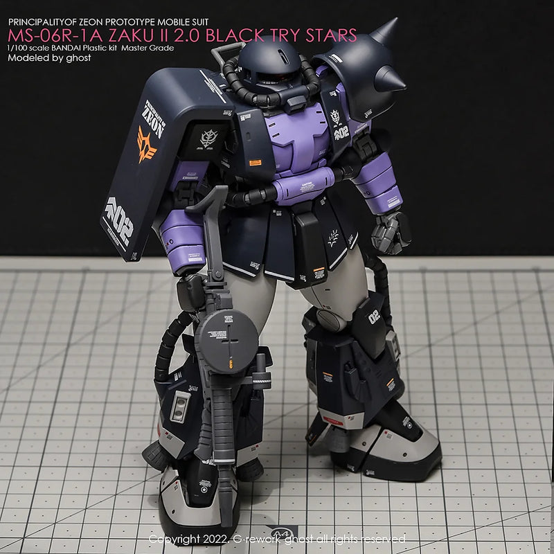G-Rework Decal - MG MS-06R-1A Zaku II Black Tri-Stars Ver.2.0 Use