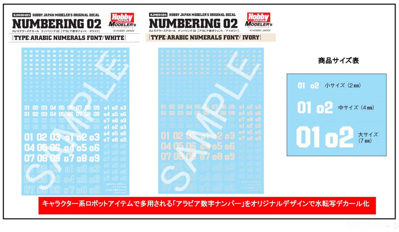 Hobby Japan Modeler's Decal Numbering 02 (Ivory)