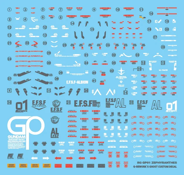 G-Rework Decal - RG RX-78GP01 Gundam GP01 Zephyranthes Use