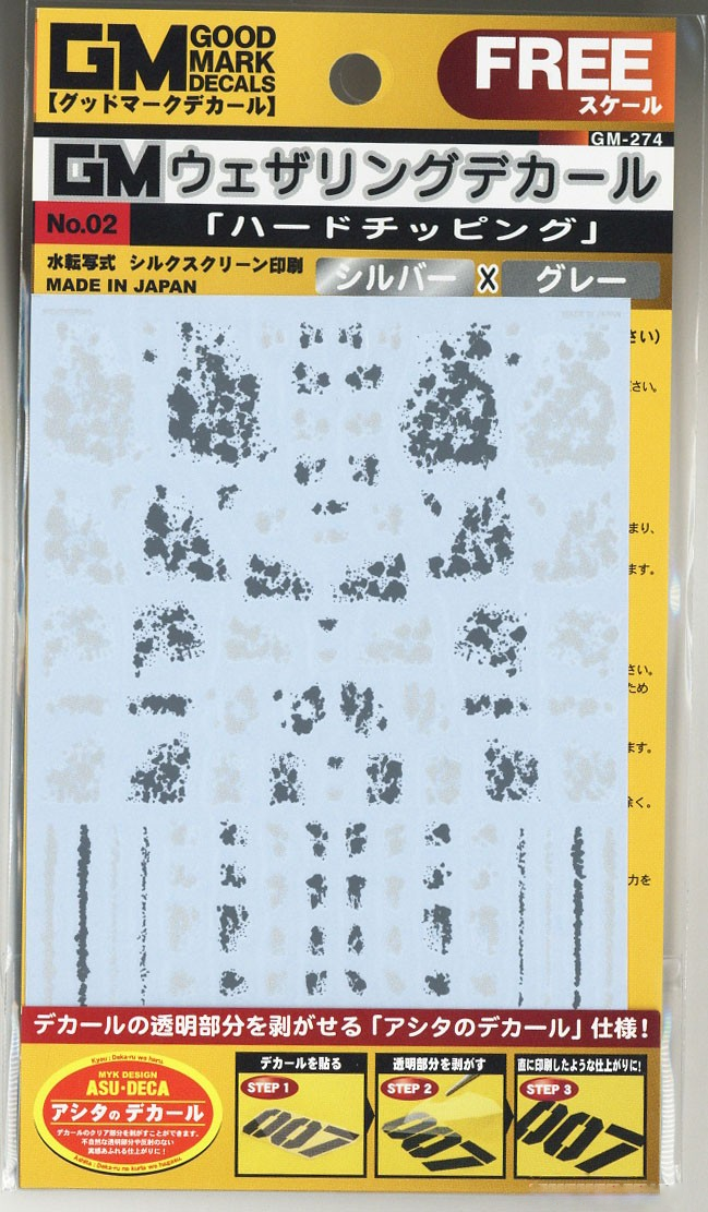 MYK Design Waterslide Decal - GM Weathering Decal No.02 Hard Chipping Silver x Gray (GM274)