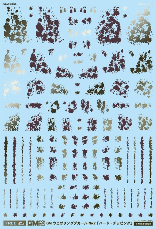 MYK Design Waterslide Decal - GM Weathering Decal No.02 Hard Chipping Light Gun Metallic x Red Gray (GM275)