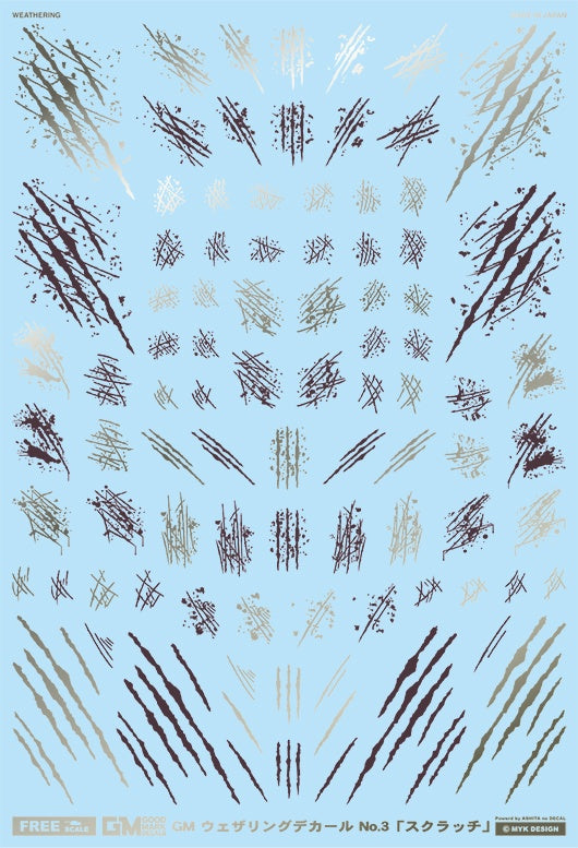 MYK Design Waterslide Decal - GM Weathering Decal No.03 Scratch Light Gun Metallic x Red Gray (GM278)