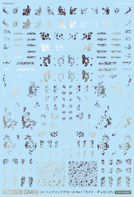 MYK Design Waterslide Decal - GM Weathering Decal No.01 Light Chipping Light Gun Metallic x Red Gray (GM272)