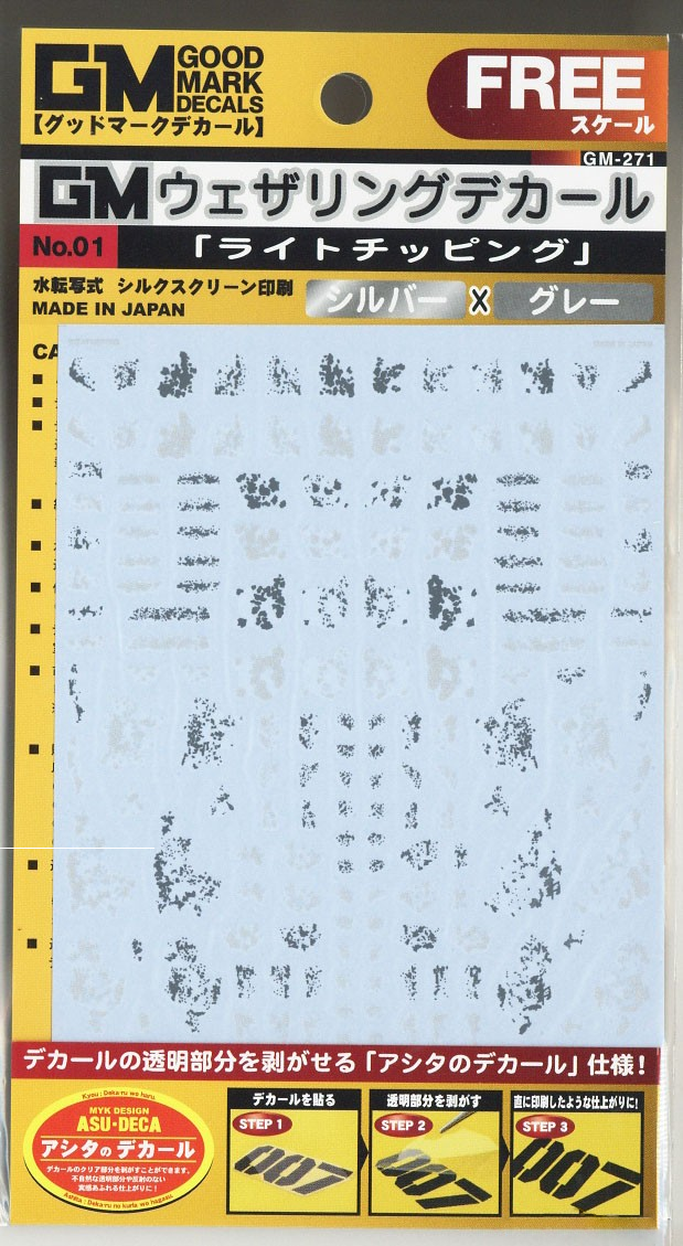 MYK Design Waterslide Decal - GM Weathering Decal No.01 Light Chipping Silver x Gray (GM271)