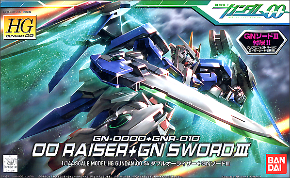 High Grade (HG) Gundam 00 1/144 GN-0000+GNR-010 Gundam 00 Raiser + GN Sword III