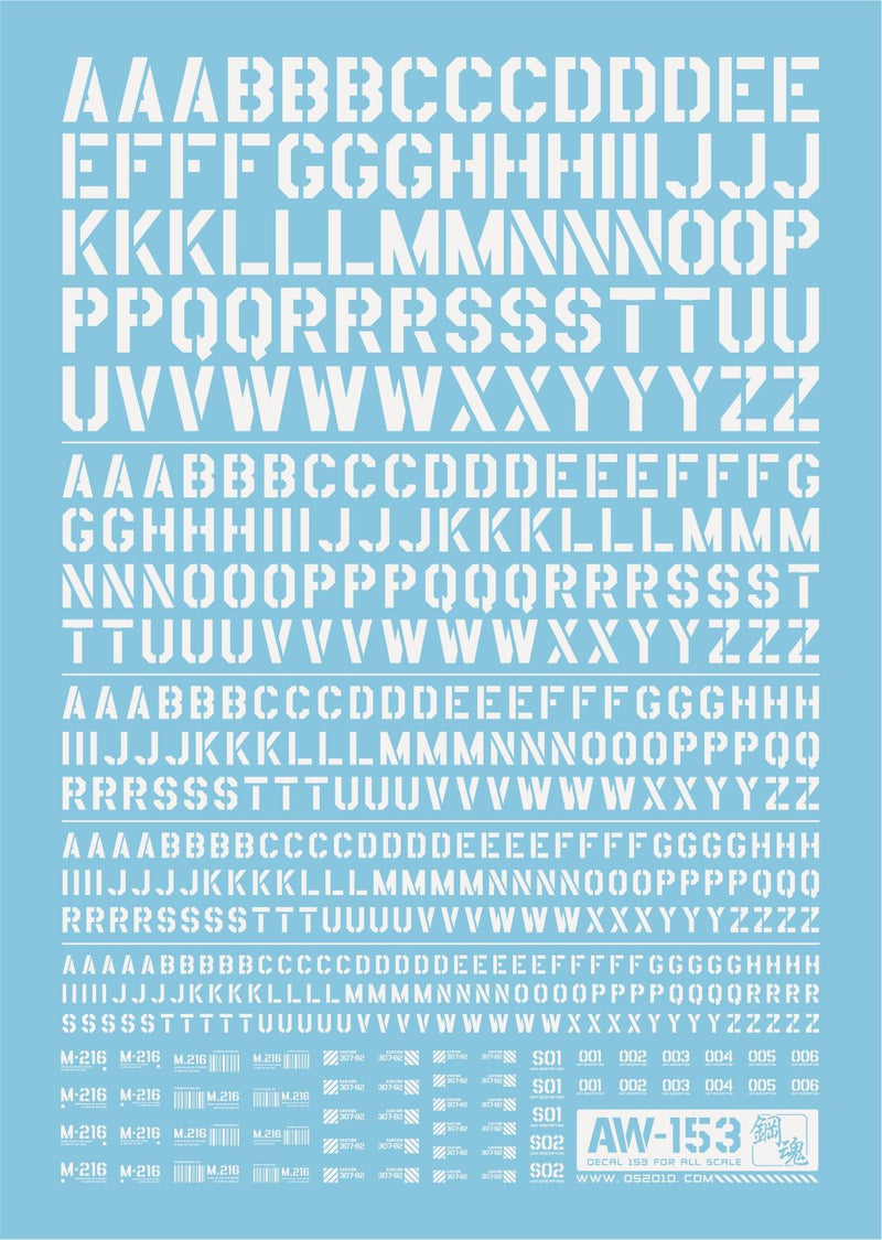 Madworks AW153 Waterslide Decal - Letters 02 (White)