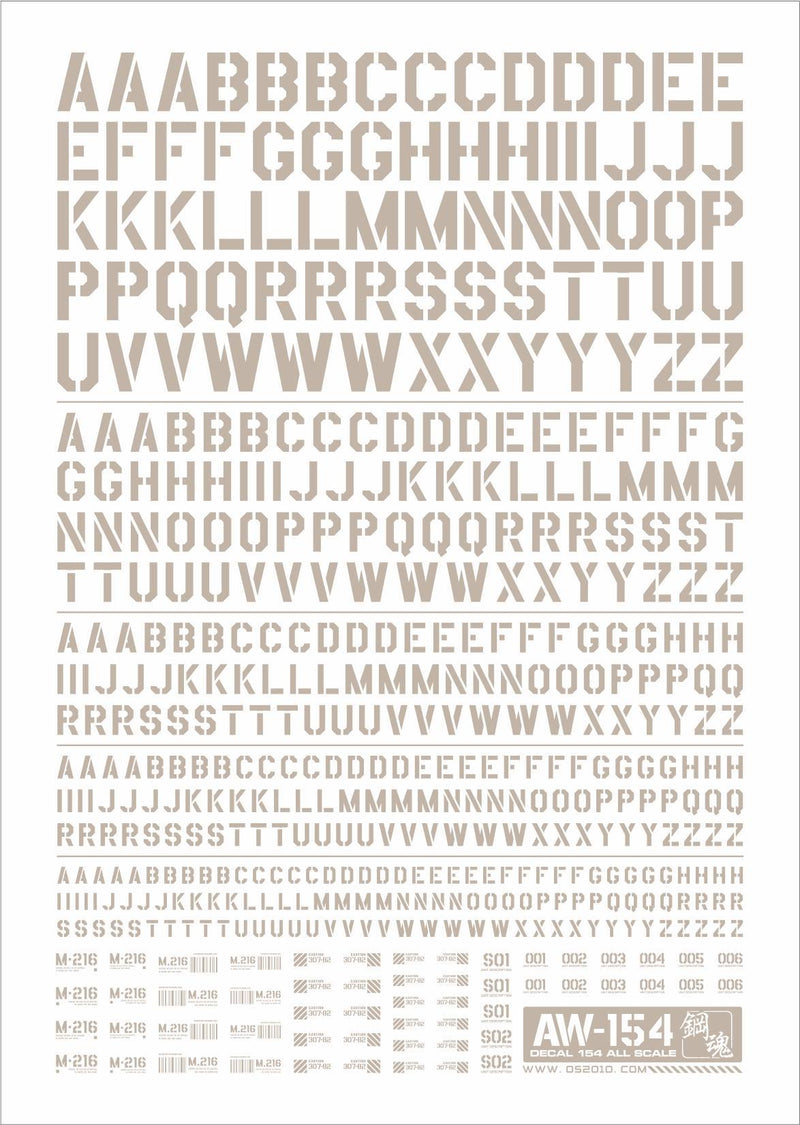 Madworks AW154 Waterslide Decal - Letters 02 (Light Grey)