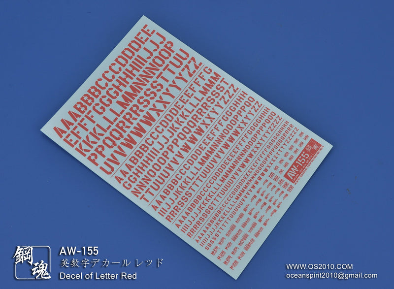 Madworks AW155 Waterslide Decal - Letters 02 (Red)