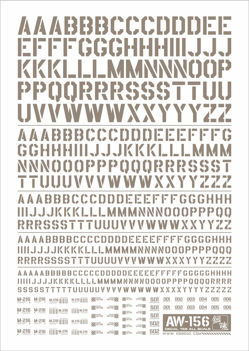 Madworks AW156 Waterslide Decal - Letters 02 (Grey)