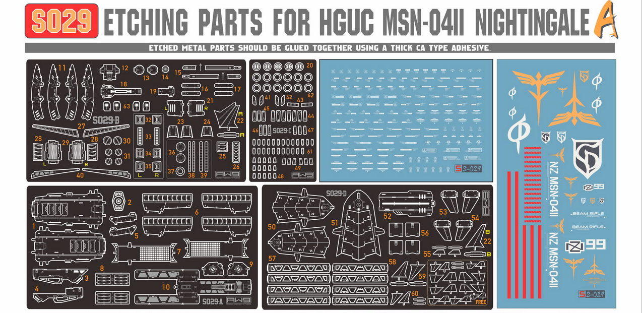 Madworks S29 Etching Parts for HGUC MSN-04II Nightingale Part A