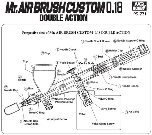 Mr.Airbrush Custom Grade 0.18mm Double Action (PS771)