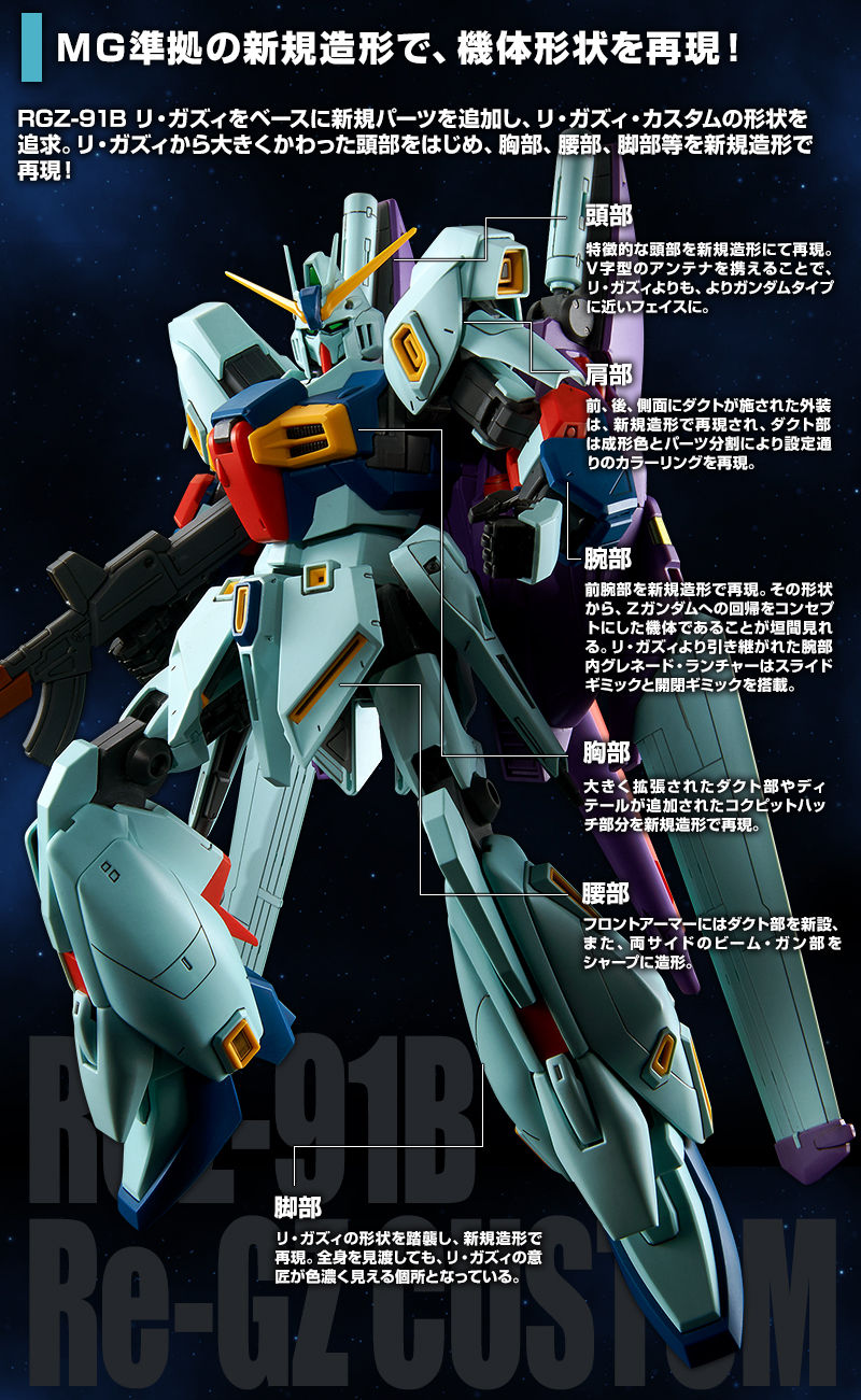 Premium Bandai Master Grade (MG) 1/100 RGZ-91B Re-GZ Custom