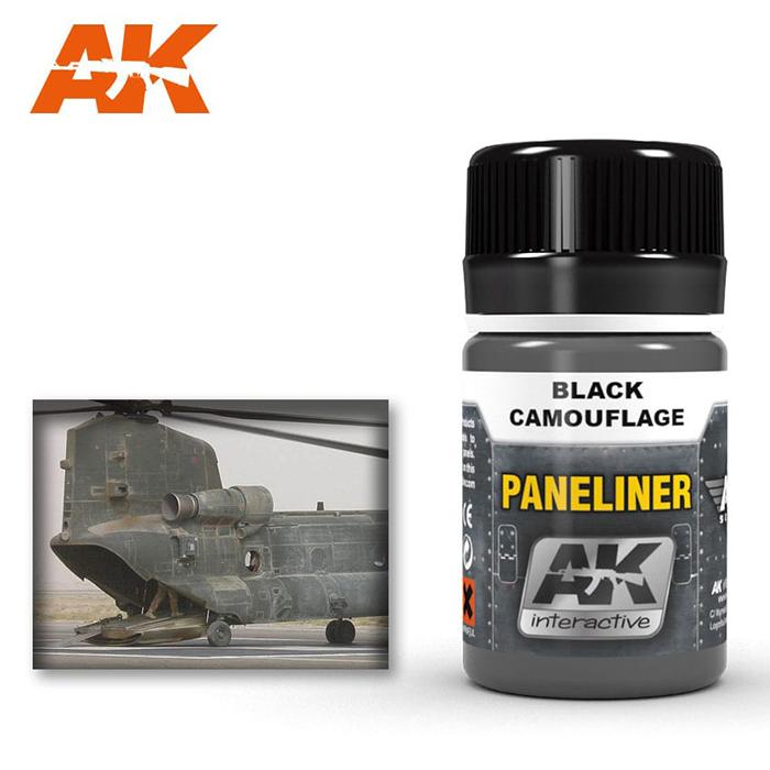 AK Interactive AK2075 Paneliner for Black Caouflage 35mL