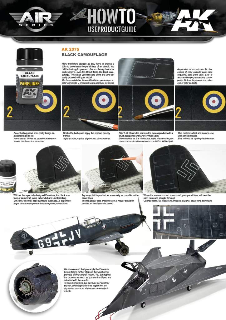 AK Interactive AK2075 Paneliner for Black Caouflage 35mL