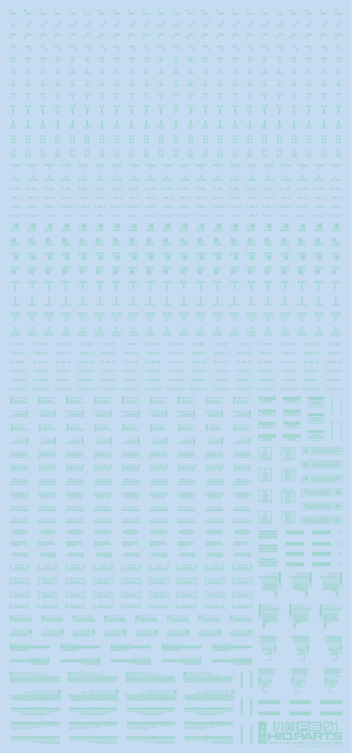 HiQ Parts 1/100 RB01 Caution Decal Single Color - Pastel Mint (1 Sheet)