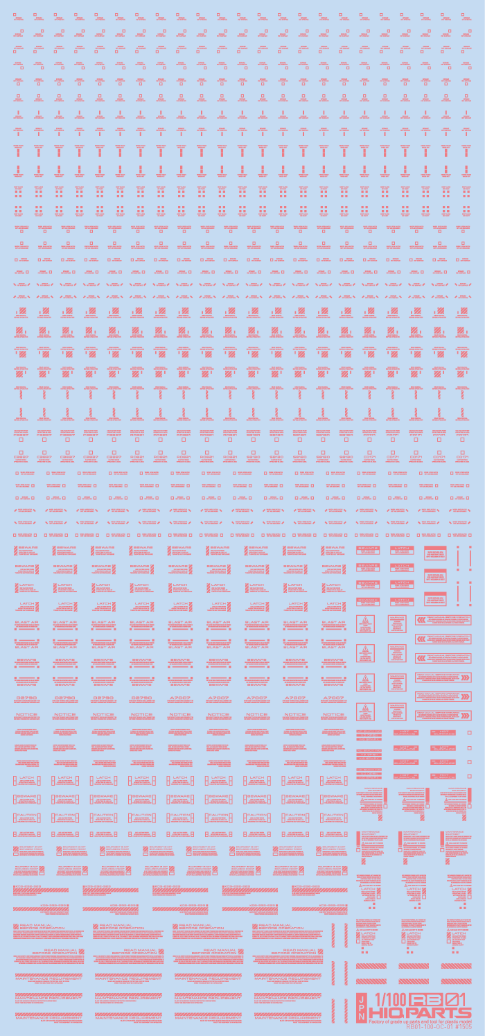 HiQ Parts 1/100 RB01 Caution Decal Single Color - Pastel Pink (1 Sheet)
