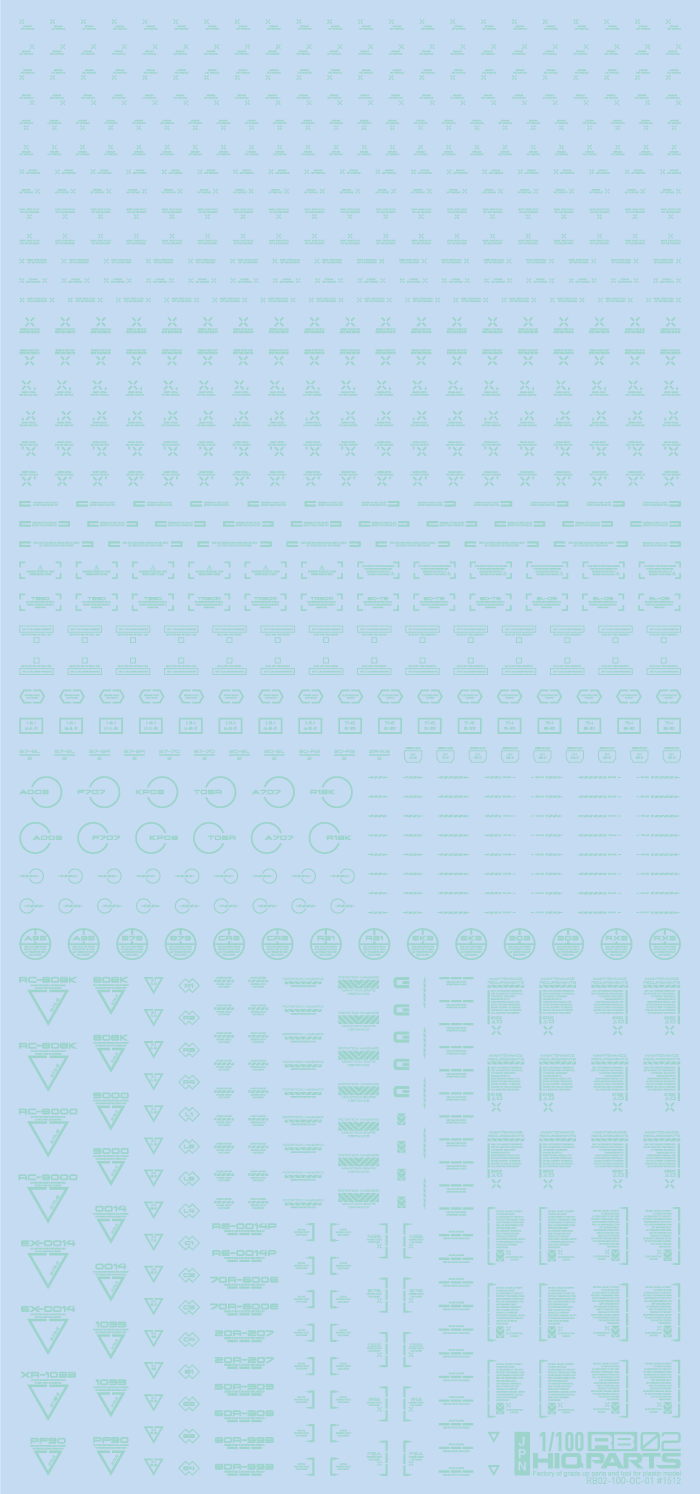 HiQ Parts 1/100 RB02 Caution Decal Single Color - Pastel Mint (1 Sheet)