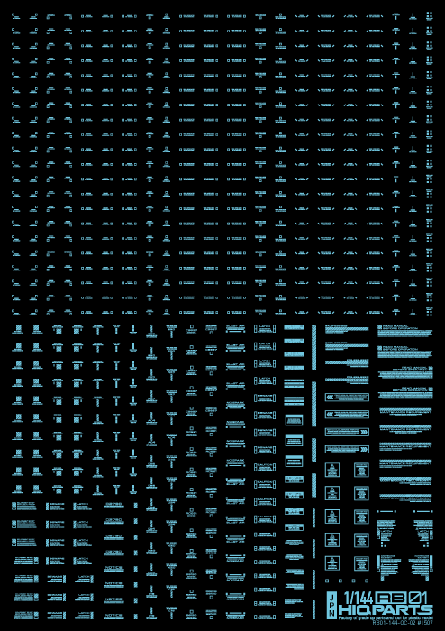 HiQ Parts 1/144 RB02 Caution Decal One Color - Pastel Blue