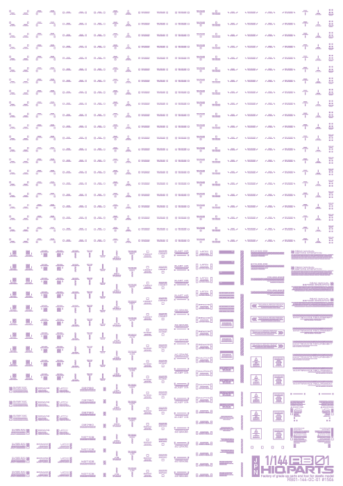 HiQ Parts 1/144 RB02 Caution Decal One Color - Pastel Violet
