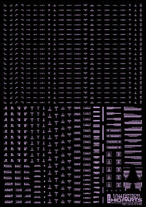 HiQ Parts 1/144 RB02 Caution Decal One Color - Pastel Violet