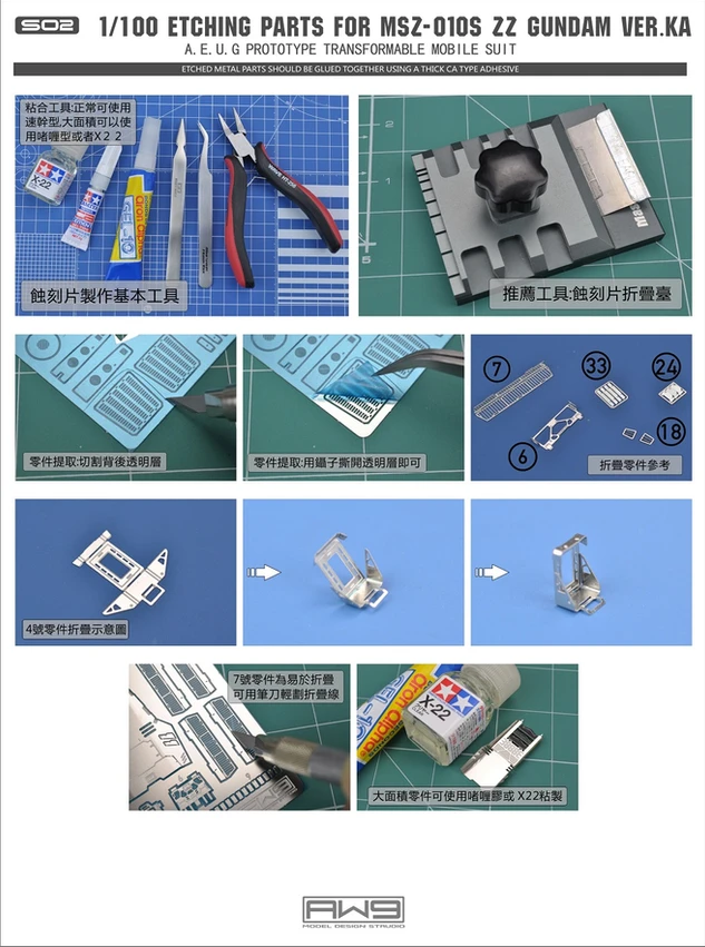 Madworks S002 MG ZZ Gundam Detail-up Parts Photoetched