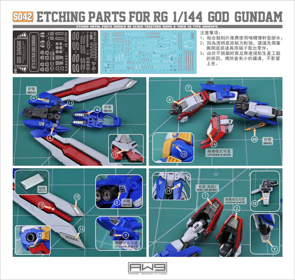 Madworks S042 Etching Parts for Real Grade (RG) 1/144 GF13-017NJII God Gundam