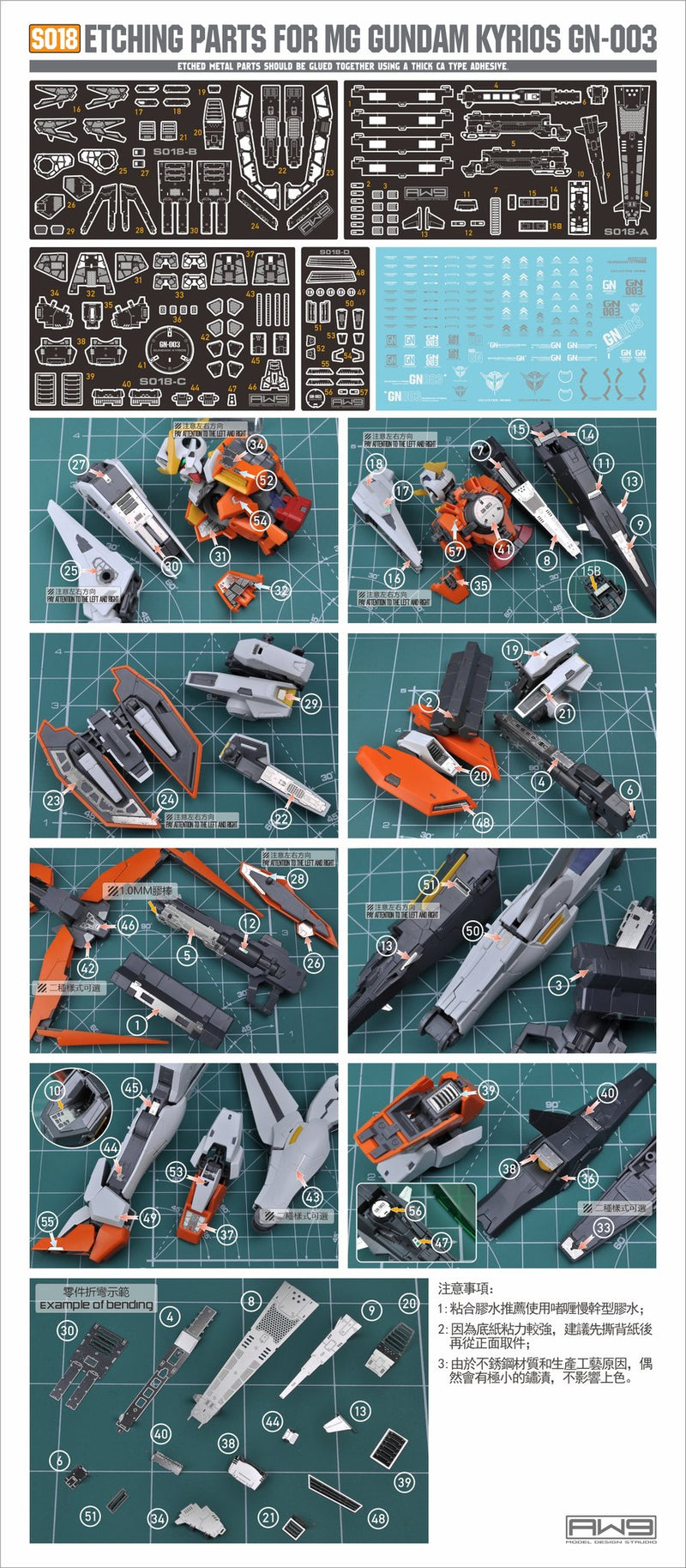 Madworks S018 Etching Parts for MG Gundam Kyrios GN-003