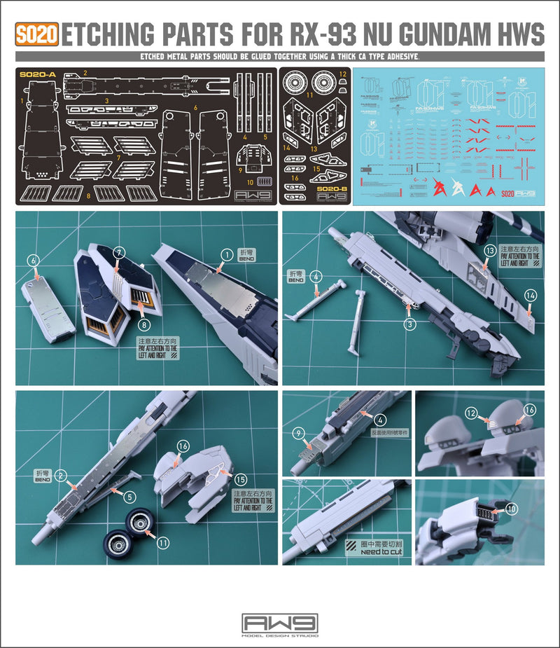 Madworks S020 Etching Parts for RG RX-93 Nu Gundam HWS