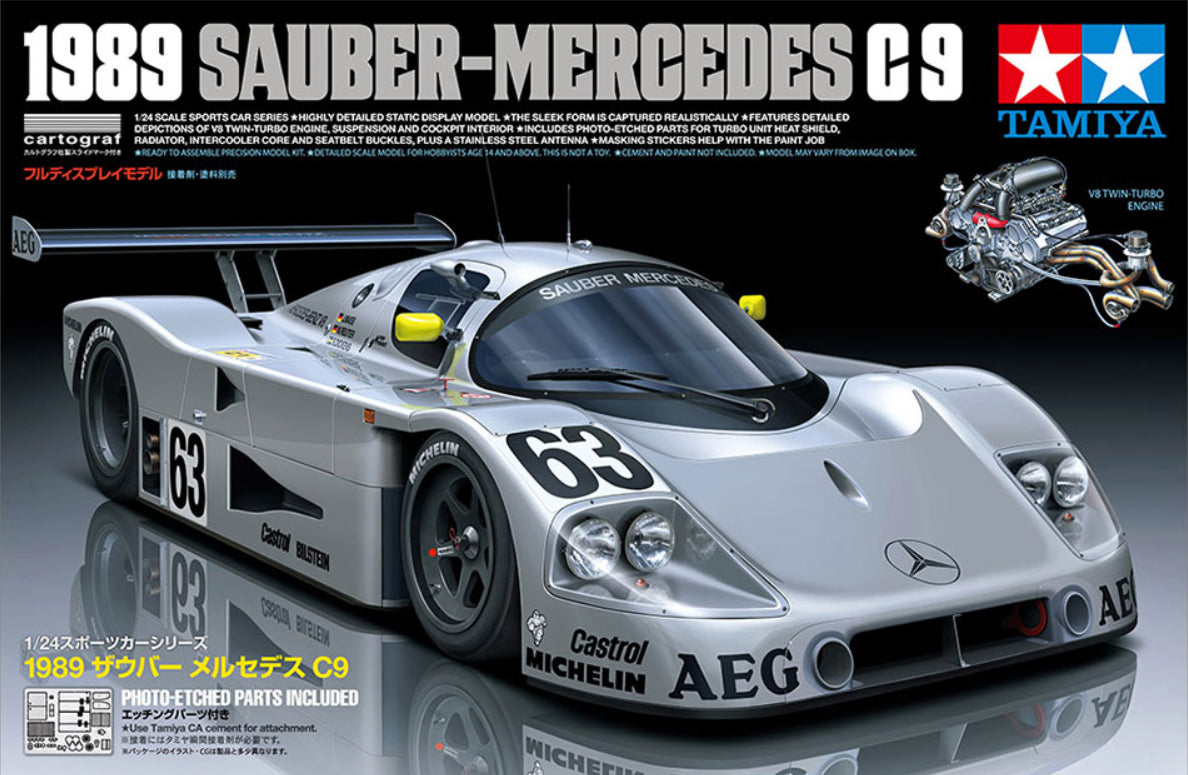 Sauber Mercedes C9 1989 ル・マン優勝 ミニカー Tamiya 1/24 1989 Sauber-Mercedes C9 (Tamiya Sports Car