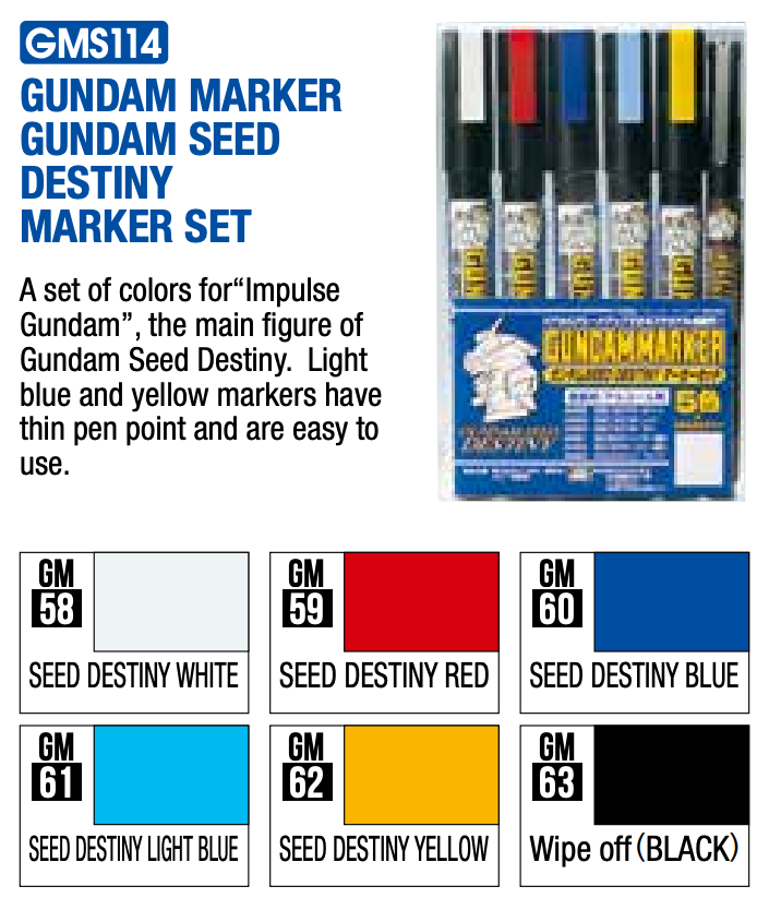 Gundam Marker - Seed Destiny Marker Set