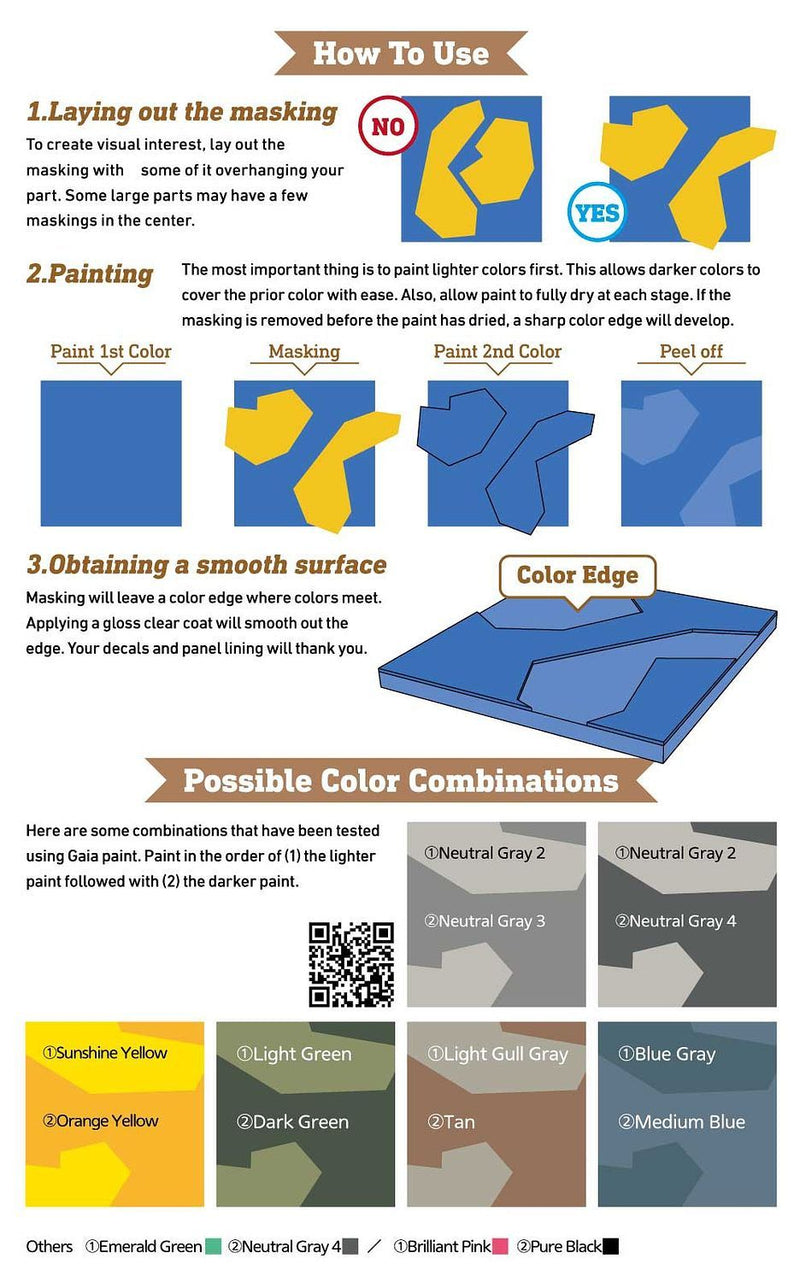 HiQ Parts Pre-cut Masking for Splinter Camouflage (2x 2 sizes, total 4pcs) (SPC-MSK)