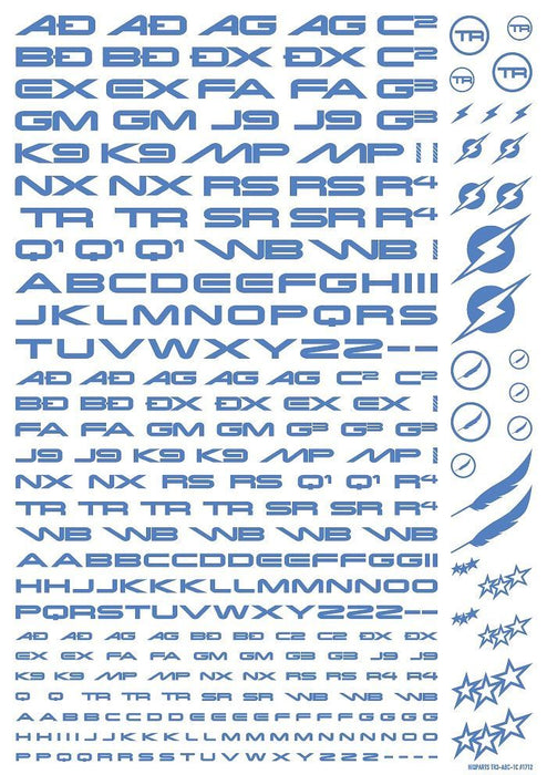 HiQ Parts TR Decal 3 Alphabet Blue (1 Sheet)