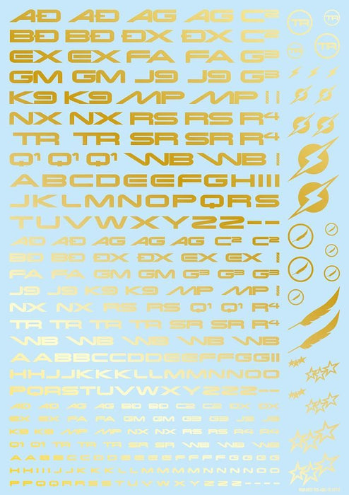 HiQ Parts TR Decal 3 Alphabet Gold (1 Sheet)