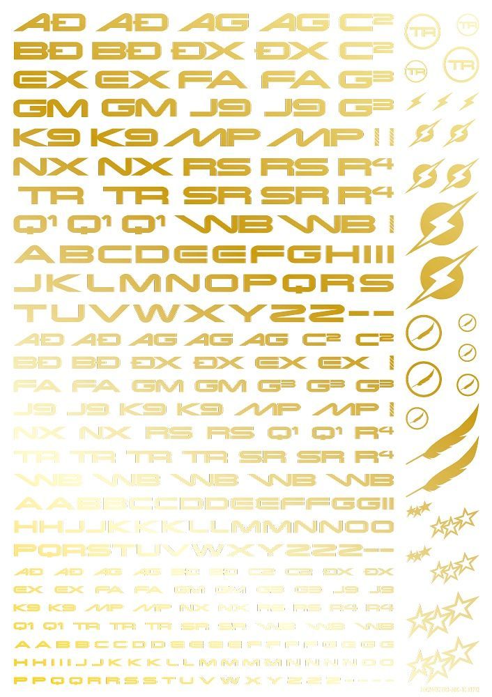 HiQ Parts TR Decal 3 Alphabet Gold (1 Sheet)