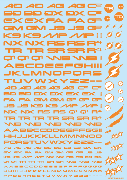 HiQ Parts TR Decal 3 Alphabet Orange (1 Sheet)
