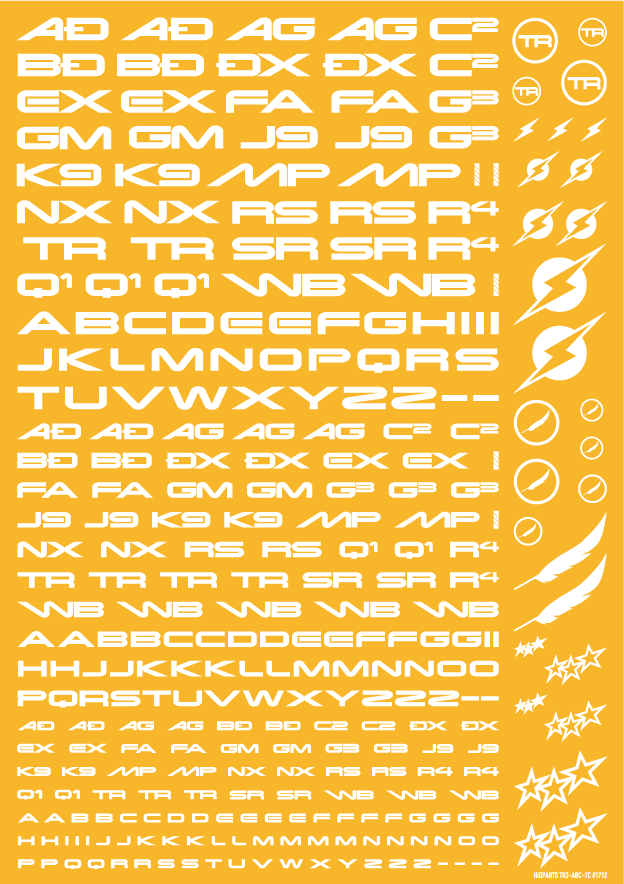 HiQ Parts TR Decal 3 Alphabet White (1 Sheet)