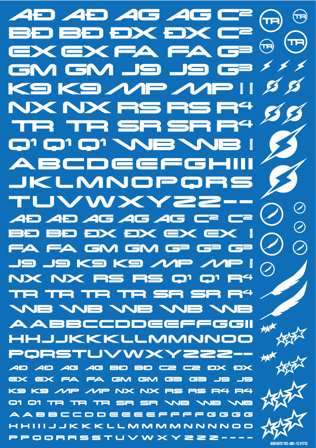 HiQ Parts TR Decal 3 Alphabet White (1 Sheet)