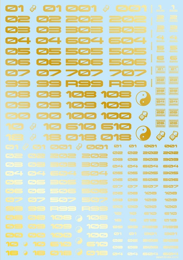 HiQ Parts TR Decal 3 Number Gold (1 Sheet)