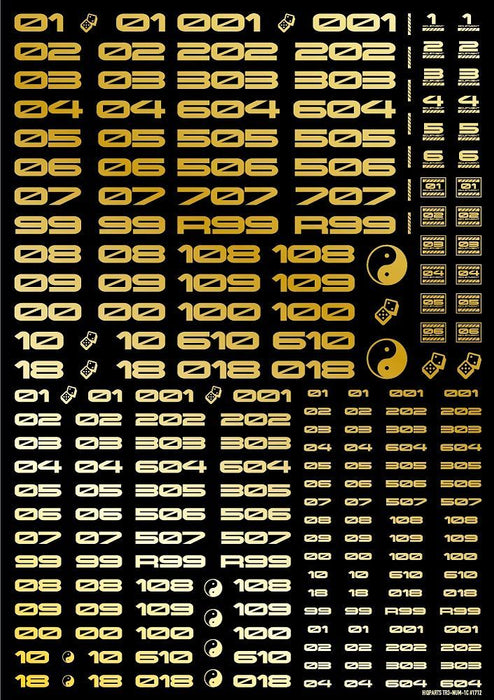 HiQ Parts TR Decal 3 Number Gold (1 Sheet)