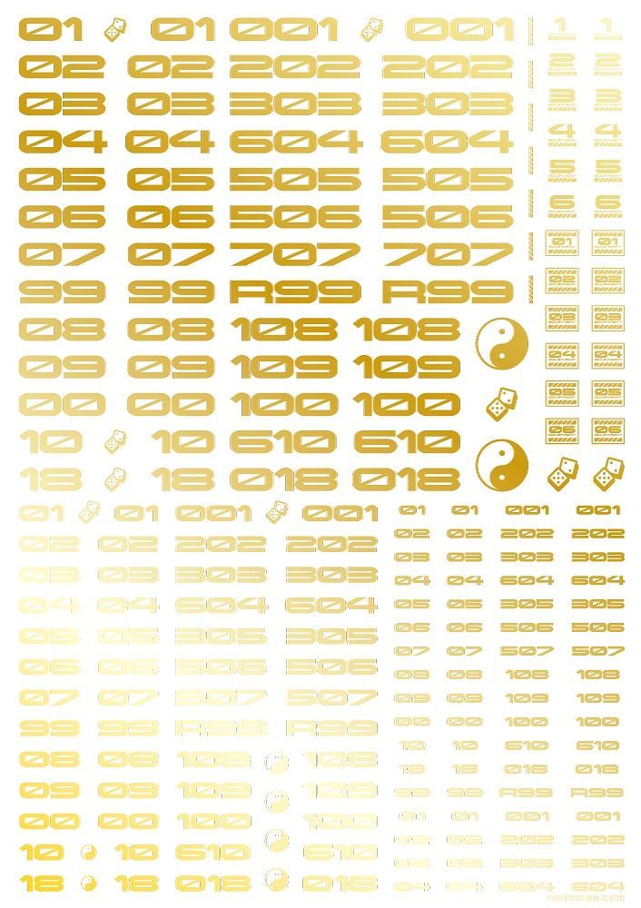 HiQ Parts TR Decal 3 Number Gold (1 Sheet)