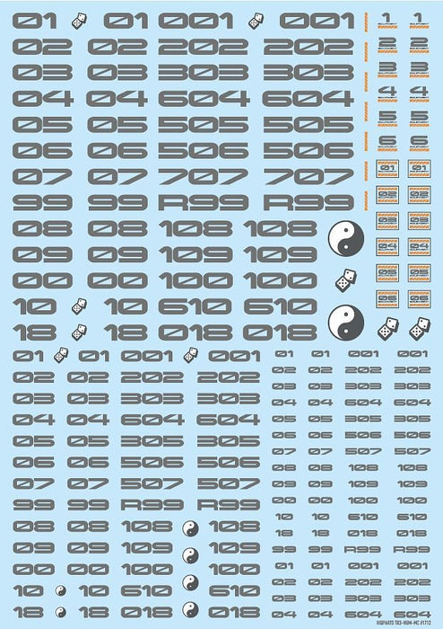 HiQ Parts TR Decal 3 Number Gray (1 Sheet)
