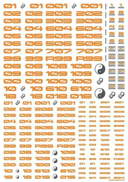 HiQ Parts TR Decal 3 Number Orange (1 Sheet)