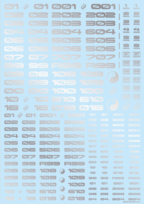 HiQ Parts TR Decal 3 Number Silver (1 Sheet)