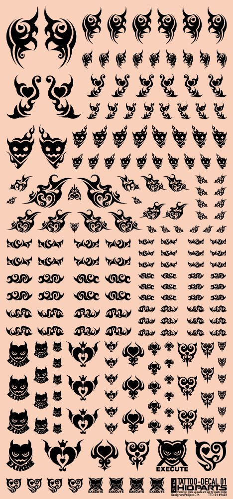 HiQ Parts Tattoo Decal 01 "Heart" Black (1 Sheet)