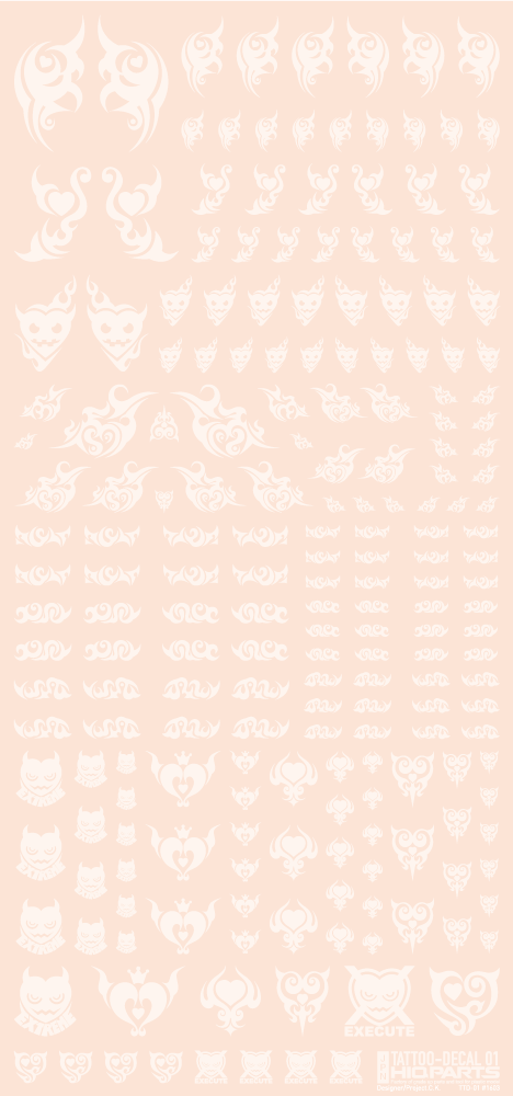 HiQ Parts Tattoo Decal 01 "Heart" Clear White (1 Sheet)