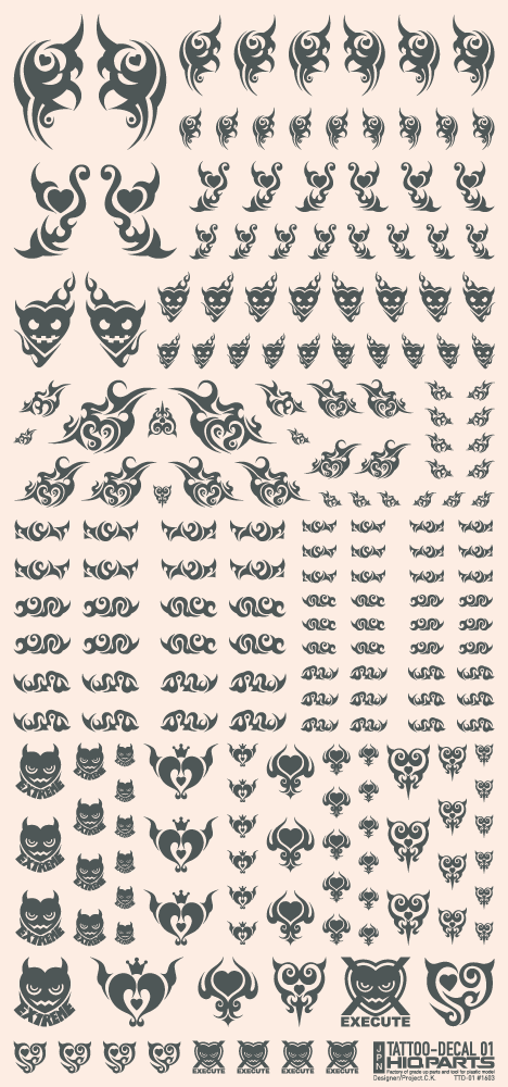 HiQ Parts Tattoo Decal 01 "Heart" Gray (1 Sheet)
