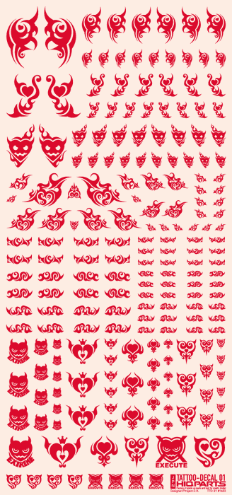 HiQ Parts Tattoo Decal 01 "Heart" Red (1 Sheet)