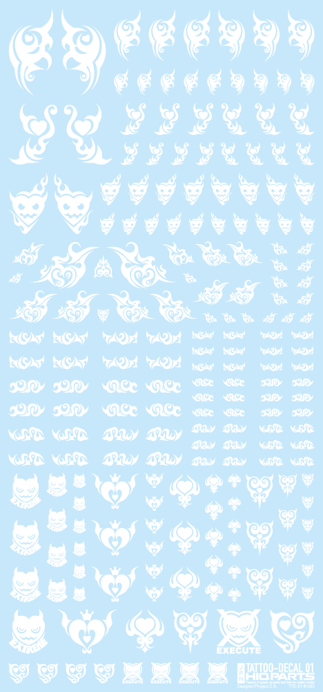 HiQ Parts Tattoo Decal 01 "Heart" White (1 Sheet)